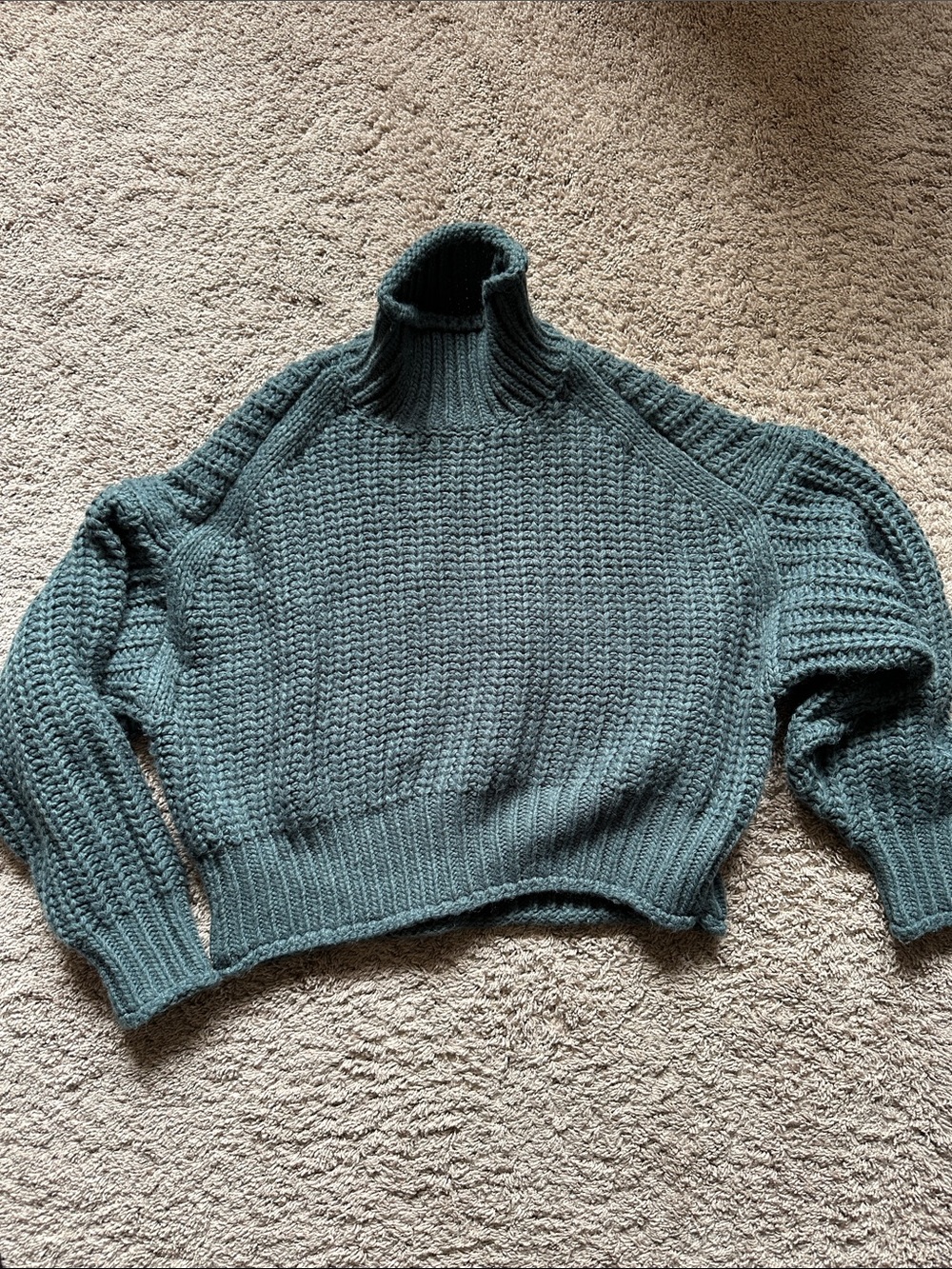 H&M High-Neck Chunky Knit Sweater - Teal Green